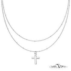 SPERKY4U Dvojitý ocelový náhrdelník s křížkem