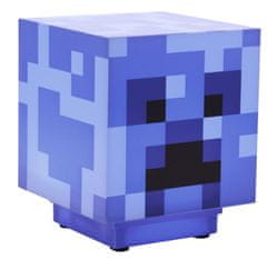 CurePink Plastová dekorativní lampa Minecraft: Creeper (11 x 12 cm) modrá
