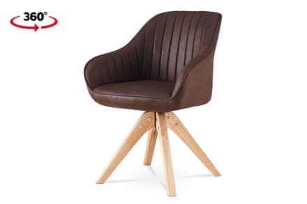 Autronic Moderní jídelní židleJídelní židle, hnědá látka v dekoru broušené kůže, nohy masiv kaučukovník (HC-772 BR3)