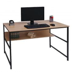 MCW Stůl K80, kancelářský stůl počítačový stůl pracovní stůl police, kov MDF 120x60cm ~ příroda