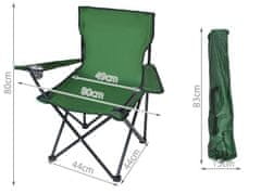 Kempingová židle skládací - rybářské křesílko, barva zelená MALATEC