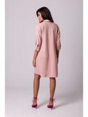 BeWear Dámské rozšířené košilové šaty B257 pudr růžová - BEwear pudrovo-růžová L