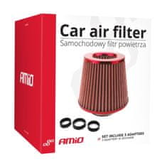 AMIO Kuželový vzduchový filtr ČERVENÝ + 3 adaptéry