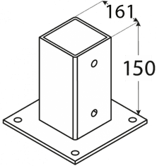 DOMAX PSP 160 (161*200*2,5) Patka sloupku 160 se čtvercovou základnou