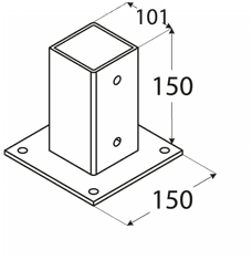 DOMAX PSP 100 (101*150*2) Patka sloupku 100 se čtvercovou základnou