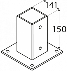 DOMAX PSP 140 (141*200*2,5) Patka sloupku 140 se čtvercovou základnou