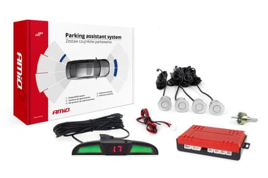 AMIO Asistenty parkování LED COB 4 senzory stříbrné