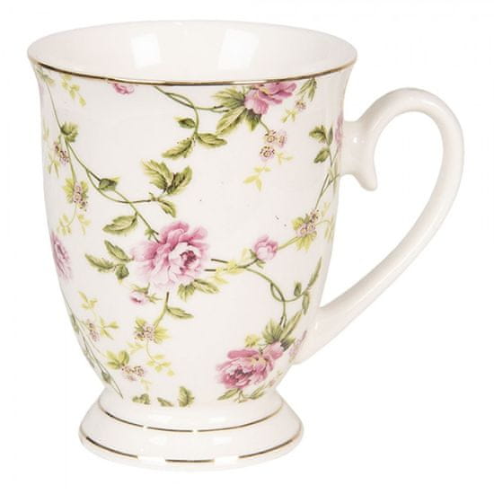 Clayre & Eef Porcelánový hrnek s květy Bouton de Rose