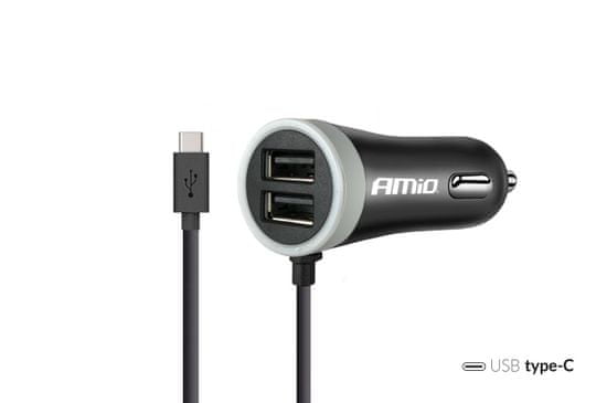 AMIO Nabíječka do auta 12/24V Micro C + 2x USB 2.4A PCH PRO-3