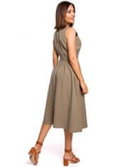 Stylove Zavinovací šaty bez rukávů - S224 khaki - Stylove khaki XL