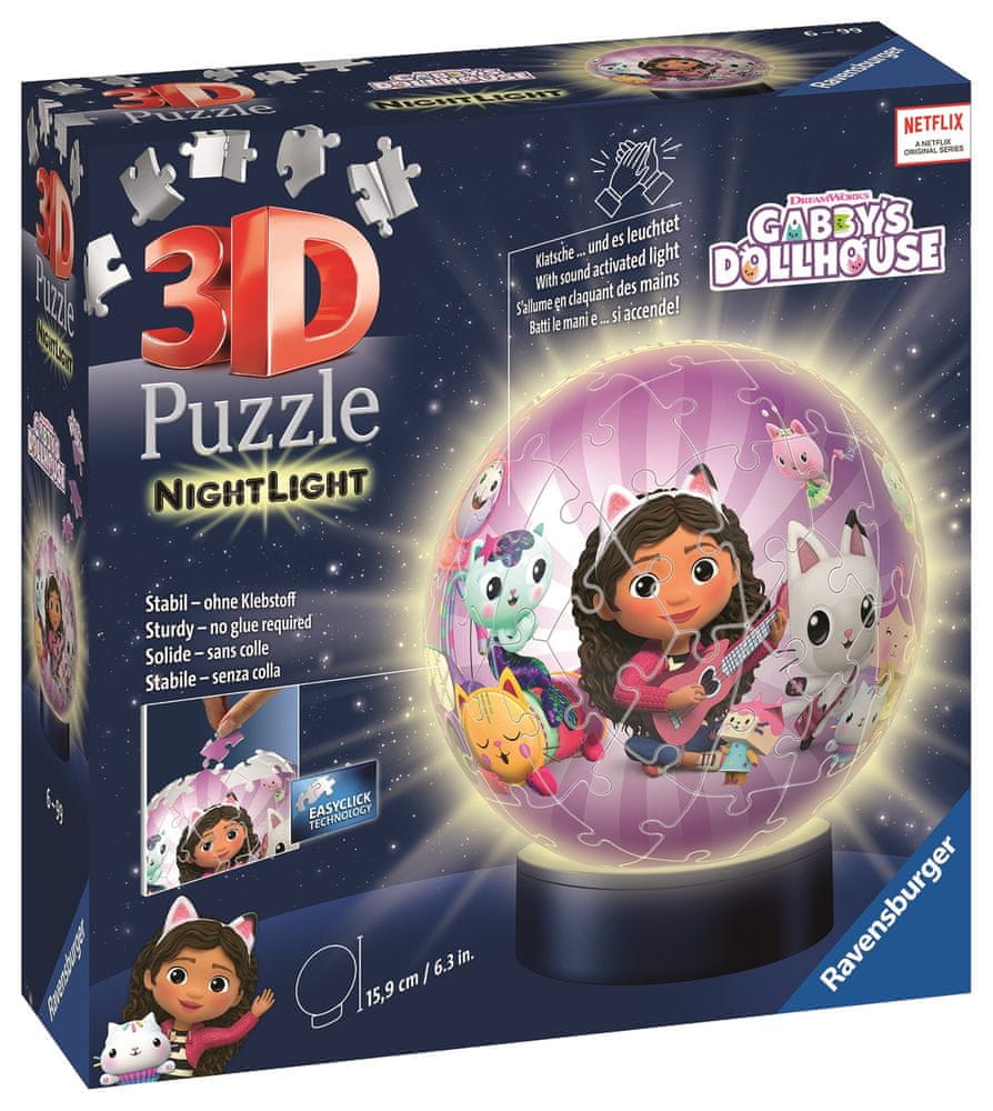 Levně Ravensburger Puzzle-Ball Gabby’s Dollhouse 72 dílků (noční edice)