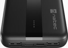 Natec powerbanka TREVI SLIM 10000 mAh 2X USB-A + 1X USB-C, černá