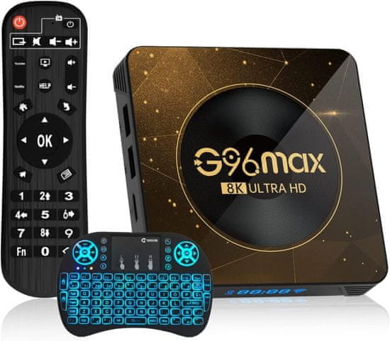 Farrot Multimediální centrum Smart TV Box G96 Max , Android 13.0, set-top box Hevc 265 Netflix,16 GB, WiFi , 8K UHD + i8 RGB podsvícená klávesnice