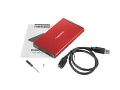 Natec Externí box pro HDD 2,5" USB 3.0 Rhino Go, červený, hliníkové tělo