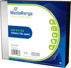 MediaRange DVD-R 4,7GB 16x, Slimcase 5ks