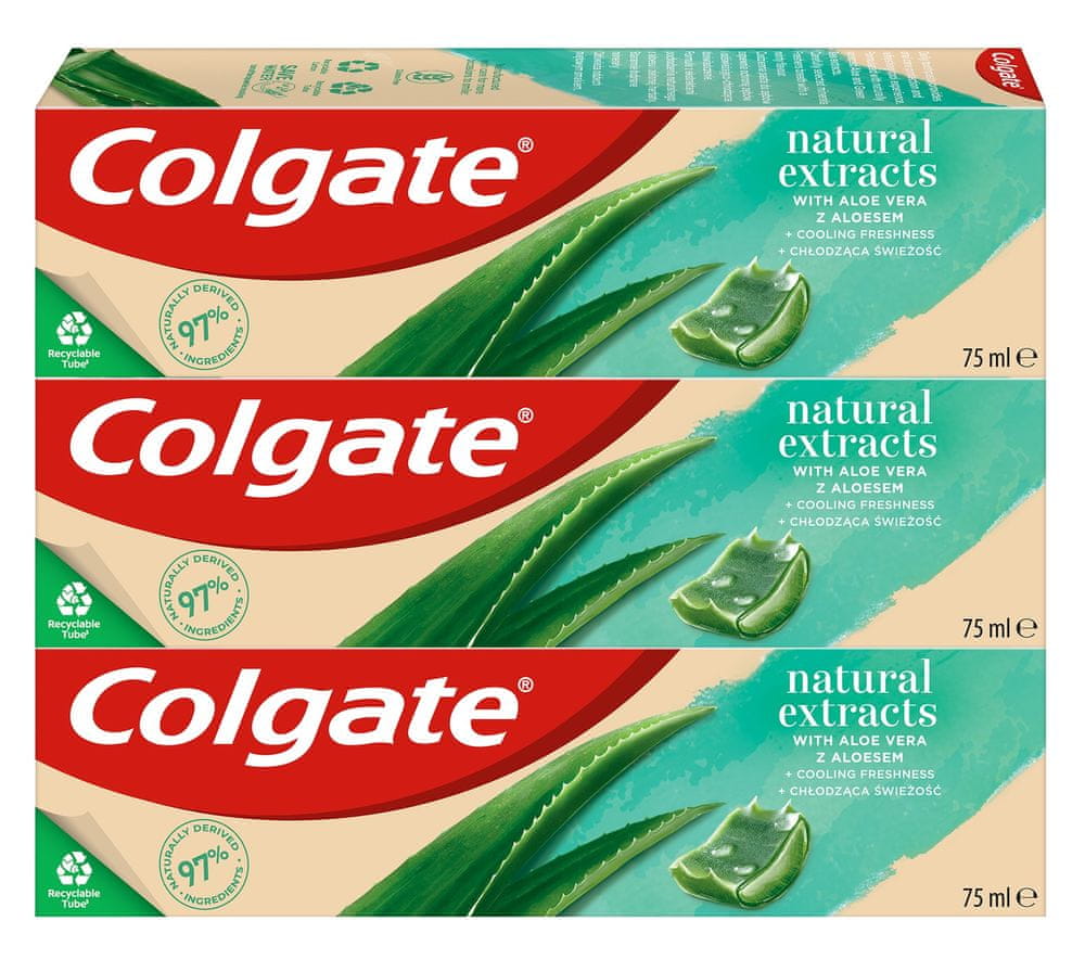 Levně Colgate Natural Extracts Aloe Vera zubní pasta 3 x 75 ml