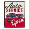 Nástěnná kovová cedule Auto Service Open