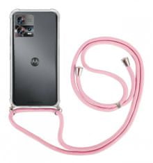 TopQ Kryt Motorola Edge 30 Fusion s růžovou šňůrkou průhledný 97922