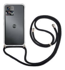 TopQ Kryt Motorola Edge 30 Fusion s černou šňůrkou průhledný 97919
