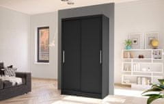 Nejlevnější nábytek Šatní skříň s posuvnými dveřmi SILVERIO I, černý mat