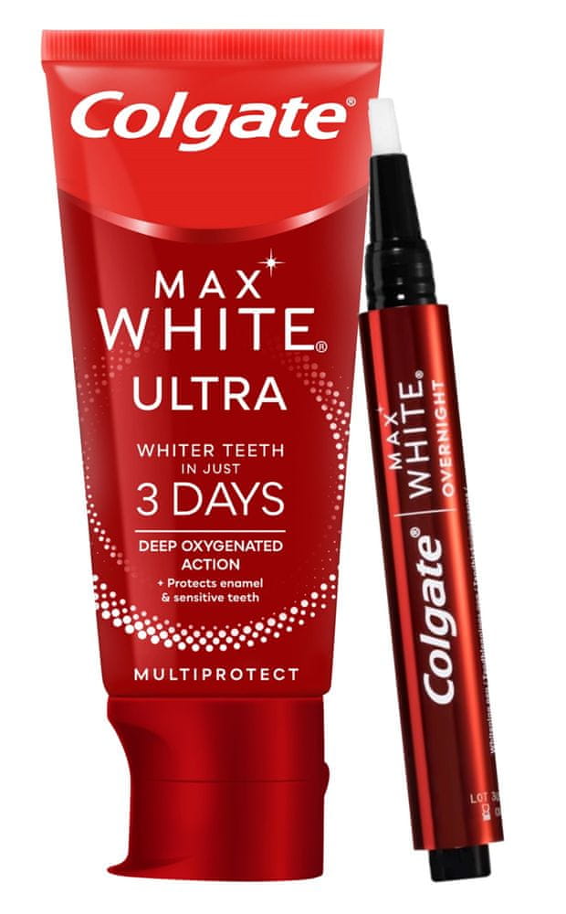 Levně Colgate Max White Overnight bělicí pero 2,5 ml + Max White Ultra Multiprotect 50 ml