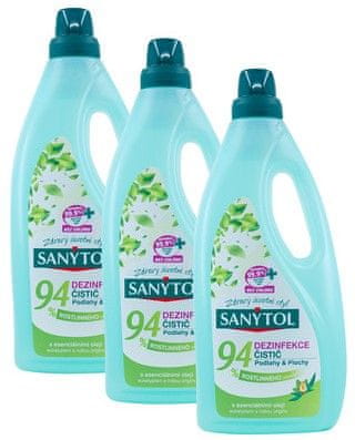 Levně SANYTOL dezinfekce 94% rostlinného původu univerzální čistič podlahy & plochy 3 x 1 litr