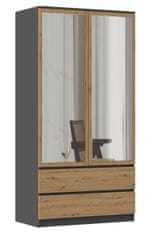 Topeshop Šatní skříň SS-90 se zrcadlem 180 cm antracitová/dub artisan