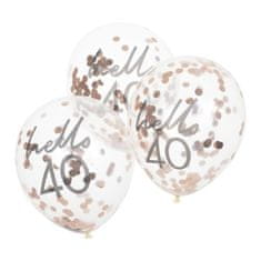 MojeParty Balónky průhledné 30 cm narozeninové s konfetami Hello 40