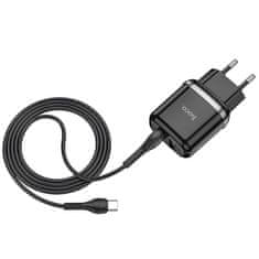 Hoco Nabíječka do sítě 2,4A 2xUSB + kabel 1m USB Typ C Hoco N4 Smart Dual USB - černá