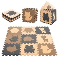 Aga Kontrastní pěnové Puzzle 85 cm x 85 cm 9 dílů Hnědé