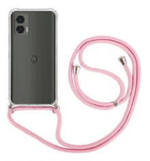 TopQ Kryt Motorola Moto G73 s růžovou šňůrkou průhledný 98166
