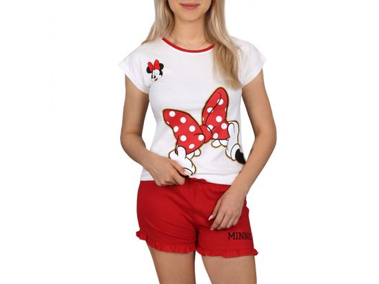 sarcia.eu Minnie Mouse Disney krémové a červené pyžamo s krátkým rukávem, letní pyžamo