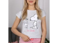 sarcia.eu Snoopy Snoopy šedé a růžové dívčí pyžamo s krátkým rukávem, letní pruhované pyžamo 9 let 134 cm