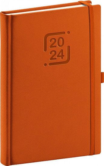Denní diář Catanella 2024, oranžový, 15 × 21 cm