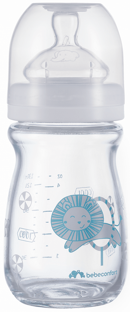 Levně Bebeconfort Kojenecká láhev Emotion Glass 130ml 0-6m White