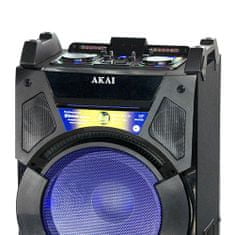 Akai Reproduktor , DJ-S5H, přenosný, bluetooth, LED displej, dálkové ovládání, bezdrátový mikrofon, 400 W RMS