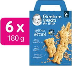 Gerber dětské sušenky 6 x 180 g