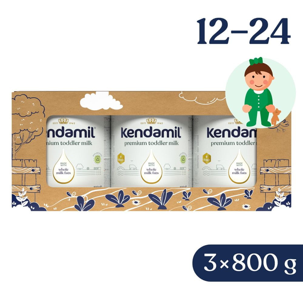 Levně Kendamil Premium 3 HMO+ (3× 800 g), pohádkové balení s divadlem O veliké řepě