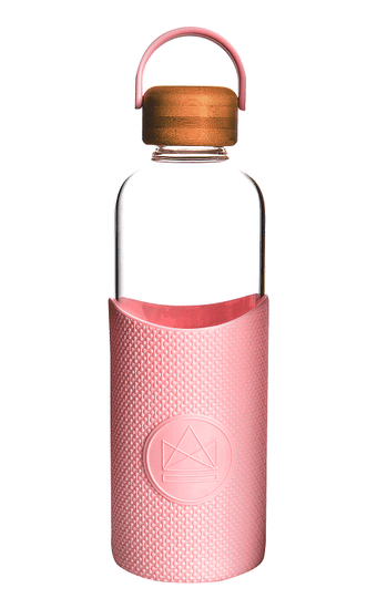 Neon Kactus , Skleněná lahev se silikonovým rukávem 1 L | růžová