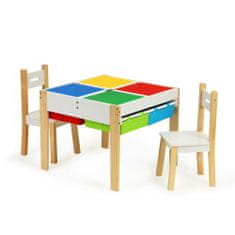 EcoToys Multifunkční dřevěný stůl pro děti | + 2 židle