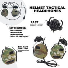 Partizan tactical Sluchátka FAST Helmet Multicam s taktickým ozvučením, aktivním potlačením hluku a podporou pro rádiové spojení