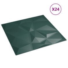 Greatstore Nástěnné panely 24 ks zelené 50 x 50 cm EPS 6 m² diamant