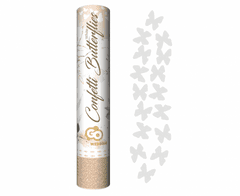 GoDan Vystřelovací konfety - Beauty & Charm - bílé motýly - 30 cm