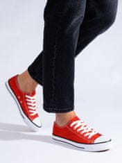 Amiatex Pěkné červené tenisky dámské bez podpatku + Ponožky Gatta Calzino Strech, odstíny červené, 38