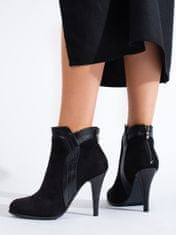 Amiatex Klasické dámské kotníčkové boty černé na jehlovém podpatku, černé, 39