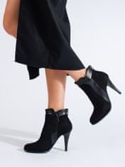 Amiatex Klasické dámské kotníčkové boty černé na jehlovém podpatku + Ponožky Gatta Calzino Strech, černé, 39