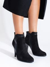Amiatex Klasické dámské kotníčkové boty černé na jehlovém podpatku + Ponožky Gatta Calzino Strech, černé, 39