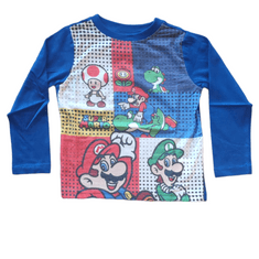 SETINO Chlapecké tričko s dlouhým rukávem Super Mario 104 / 3–4 roky Modrá