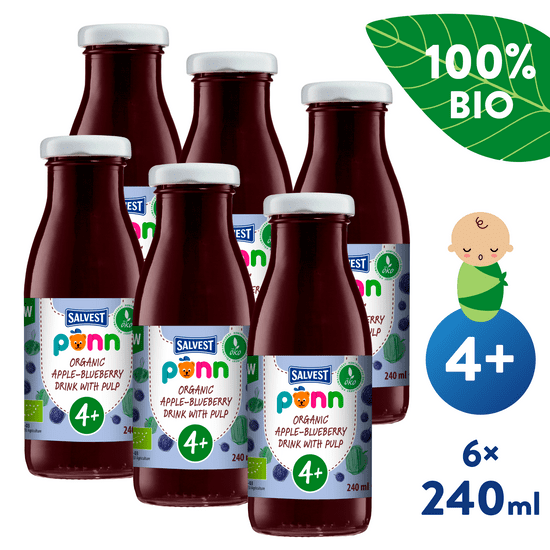 Salvest 6x Põnn BIO Borůvková šťáva s jablkem a dužinou (240 ml)