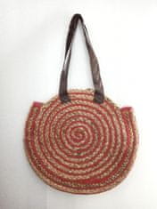 LEVNOSHOP Kulatá jutová kabelka s červenými vzory Vintage Addiction